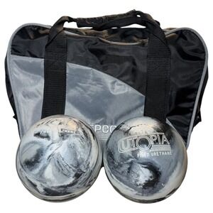 EPCO Utopia Fired Urethane Bowling Balls Black White Marble Swirl Pair with Bag